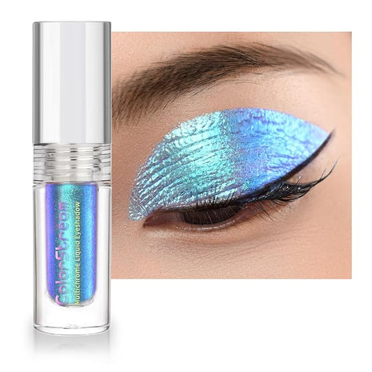 Multichrome Shimmer Eyeshadow Liquid Eye Shadow - Lightweight Waterproof Formula, Long Wearing, Vegan & Quick Drying, Crystals Effect for Party & Daily Wear#04