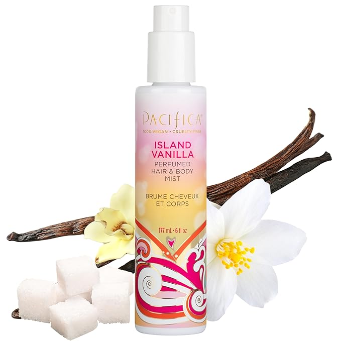 Pacifica Island Vanilla Spray Perfume & Hair and Body Mist Set – Tahitian Vanilla Clean Fragrance Duo, Essential Oil Blend, Alcohol-Free Hair/Body Mist Clean Beauty 100% Vegan & Cruelty-Free