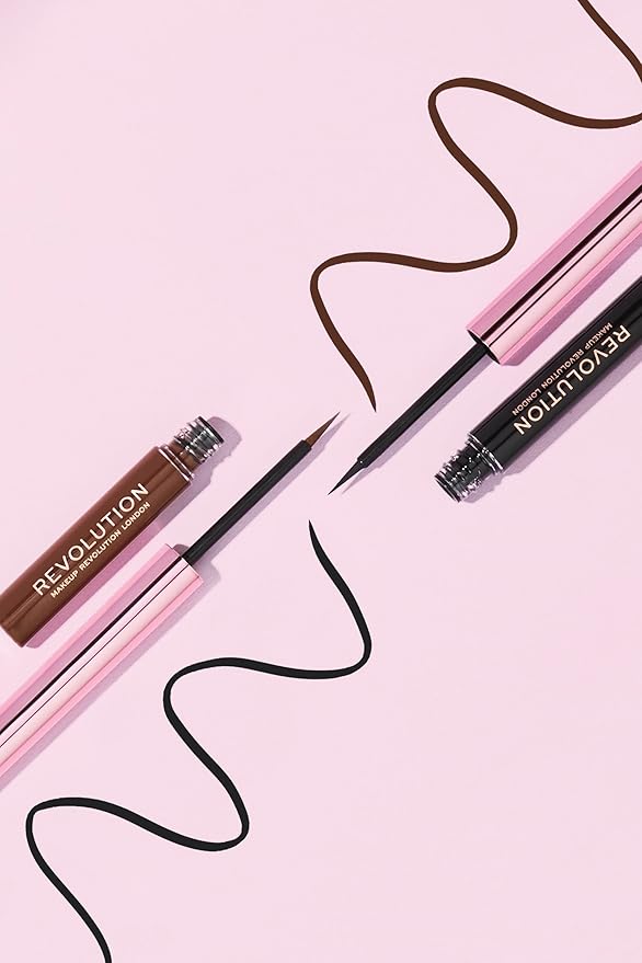 Makeup Revolution, Super Flick Liquid Eyeliner, Highly Pigmented, Brown, 0.08 fl. Oz