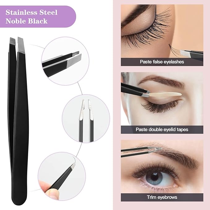 Eyebrow Razor, 7 in 1 Brow Kit, Eyebrow Trimmer Set Including Brow Razors, Brush, Scissors, Tweezers, with Plastic Box for Women Men Eyelash Facial Grooming