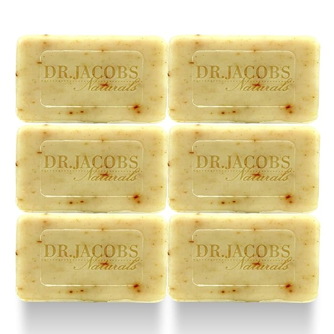 Dr Jacobs Naturals, Triple Milled Loofah Exfoliating Castile Bar Soap (Pack of 6) - Free of Parabens, Sulfates, Synthetics, Gltuen and GMO (Luscious Lavender)