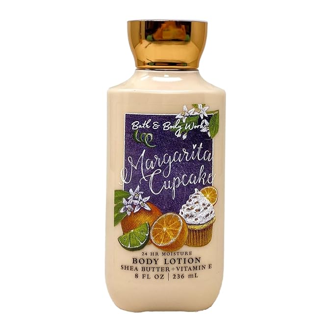 Bath & Body Works Margarita Cupcake 4 Pack 24 Hour Moisture Body Lotion Bundle with a Natural Oats Sample Soap