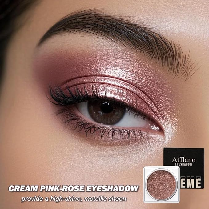DE'LANCI Pink Cream Shimmery Eyeshadow, Single Sparkling Blendable Formula Pink Eye Shadow Makeup, Moisturizing Waterproof Lightweight Face Highlighter Blush Eyeshadow Makeup Long Lasting 07#