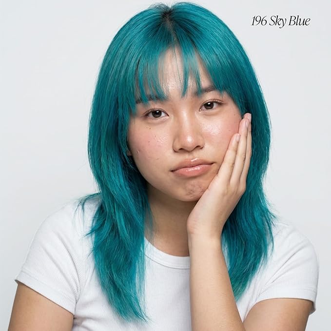 Adore Semi Permanent Hair Color (196 Sky Blue) | Vegan & Cruelty-Free Blue Hair Dye | No Ammonia, No Peroxide, No Alcohol | 4 Fl Oz