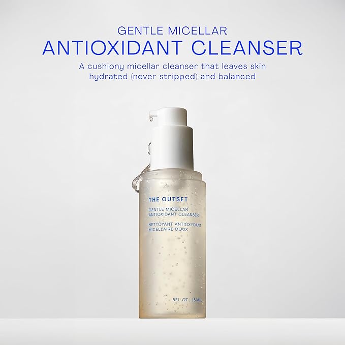 The Outset Micellar Antioxidant Cleanser, Hydrating Gel Face Wash & Makeup Remover, Brightening & Refreshing, Fragrance-Free, Vegan, Gluten-Free Clean Skincare for Sensitive Skin - 5 fl oz