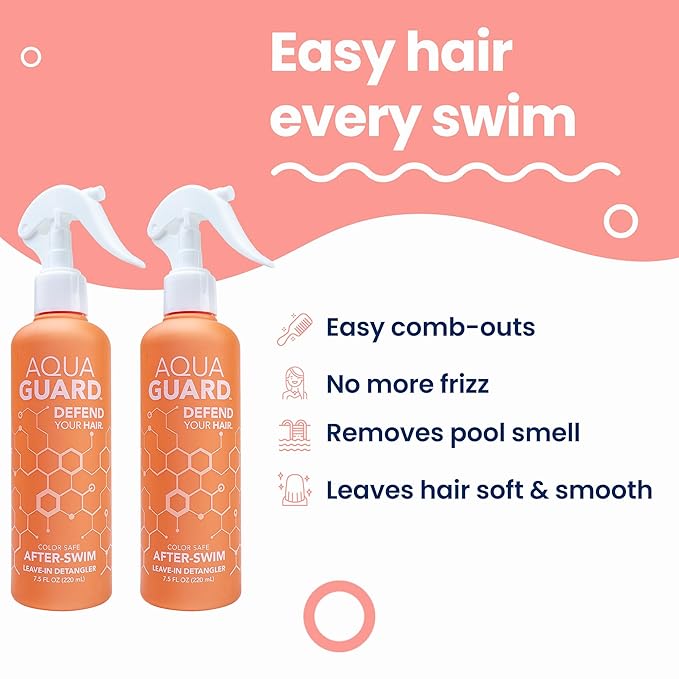 AQUA GUARD After-Swim UV Leave-In Detangler – Quick & Easy Detangling After Every Swim – Paraben & Gluten Free, Vegan, Color Safe, Leaping Bunny Certified (2-Pack)