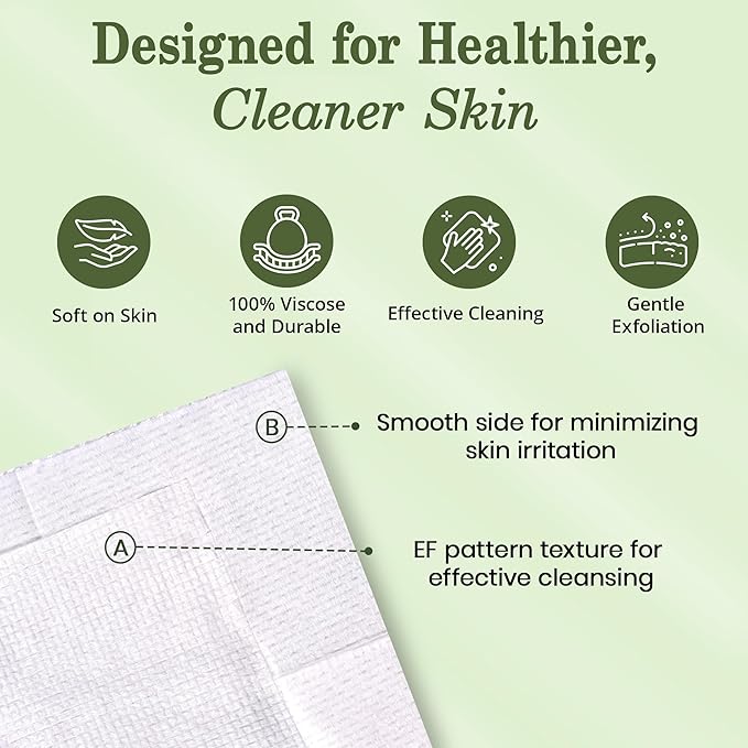 Nature’s Touch Face Towels, Biodegradable Viscose, 100% USDA Biobased, Disposable Face Towelette, Ultra Soft, Vegan, OEKO-TEX Certified, Travel, Skincare, Beauty Routine Use, 10"x12", Pack of 1, 50 Ct