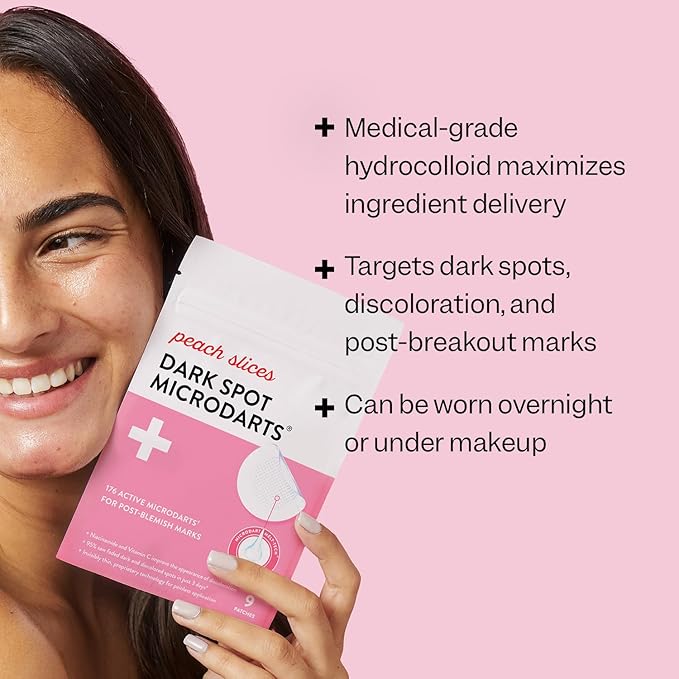Peach Slices - Dark Spot Microdarts (9 ct) - Reduces Discoloration & Redness - Post-Pimple Patches - Niacinamide, Vitamin C, Hyaluronic Acid & Cica - Vegan & Cruelty Free - Korean Skin Care & Beauty