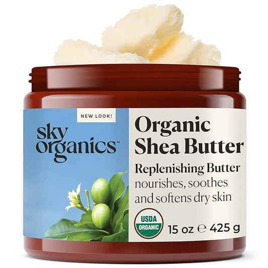 Sky Organics - Organic Shea Butter, 15 oz - Nourishes, Soothes, and Softens Dry Skin - Raw & Unrefined - Essential Fatty Acids & Antioxidants - Natural, Vegan & Cruelty Free - Skin Care & Self Care