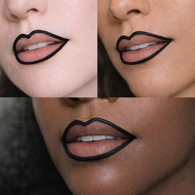 Mynena Black Creamy Matte Waterproof Lip Liner | Long Lasting Transfer-Proof | Sharpenable | Blendable Pencil for Defined Lips