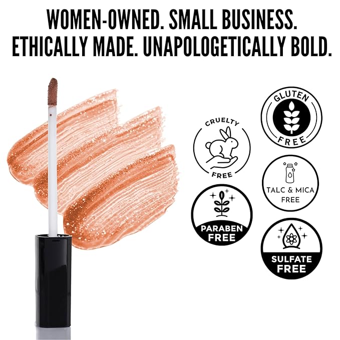 Mynena Warm Metallic Amber-Gold Shimmer Lip Gloss Filled with Orange Copper Iridescent Sparkles | Lightweight Lip Topper from Cosplay to Everyday Glam | Piper
