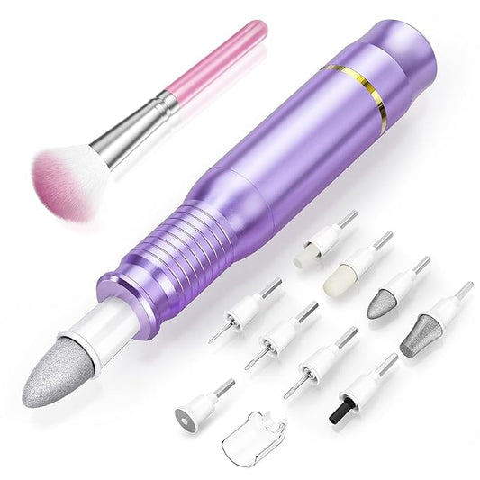 Subay Professional Manicure Pedicure Kit, Electric Nail Drill Set with LED Display, 25000RPM, 11-Piece Attachments Plus 20 Sanding Bands, Nail Grinder Tool for Women Men Baby Pets (3.Purple)