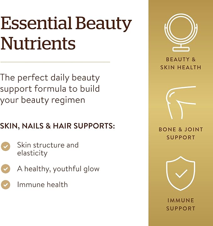 Solgar Skin, Nails & Hair, Advanced MSM Formula, 120 Tablets - Supports Collagen for Hair, Nail and Skin Health - Provides Zinc, Vitamin C & Copper - Non GMO, Vegan, Gluten & Dairy Free - 60 Servings