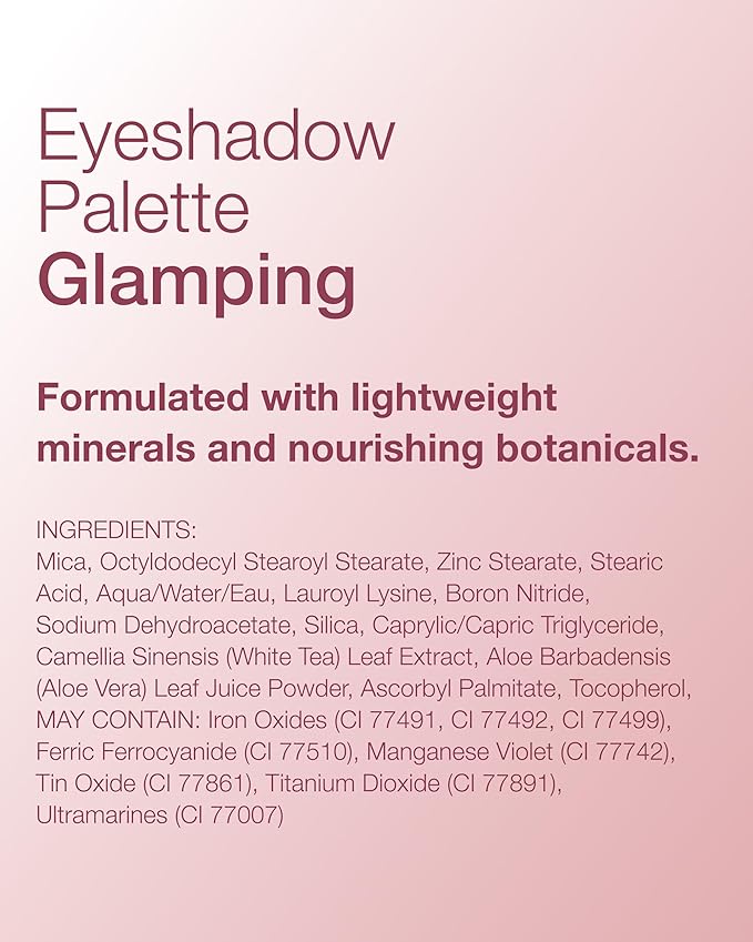 Mineral Fusion Eyeshadow Palette - Four Pressed Powder Shades in Matte, Satin, and Shimmer Finishes - Natural, Lightweight Vegan Eye Makeup - (Glamping)