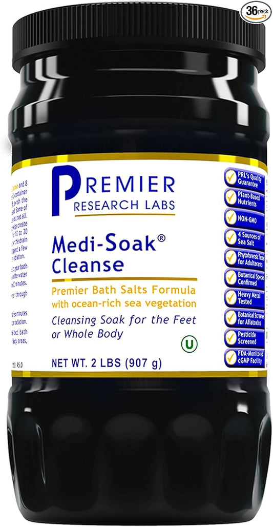 Premier Research Labs Medi-Soak - Bath Salts for Foot and Body Soak, Sea Salt Bath for Women and Men, Relaxing Mineral Bath Soak, Gentle Exfoliant, Organic, Vegan, No Added Fillers - 2 Lb