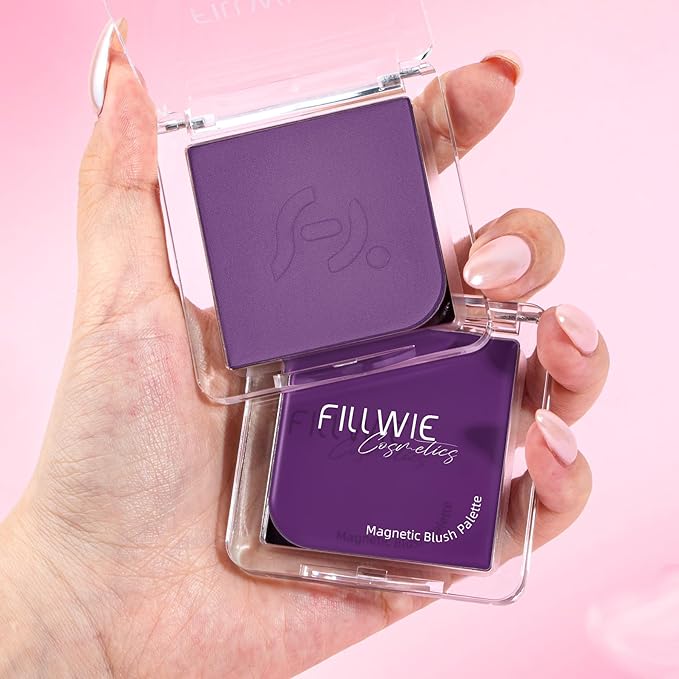 2-Pack Cream Powder Blush Duo For Medium to Deep Skin Tones, Same-Shade Cool Violet, Lasting, Buildable, Vibrant & Natural-Looking Cheek Color Dewy Cream Soft-Matte Powder Finish (Violet Veil)