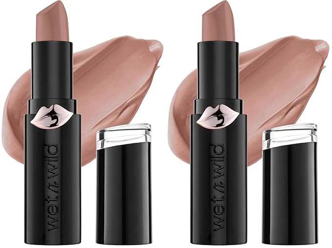 wet n wild Mega Last Matte Lip Color,Semi Matte Hyaluronic Acid Infused,Long Lasting Full Coverage for a Nourishing Pout,Cruelty-Free & Vegan - Skin-ny Dipping,(Pack of 2)