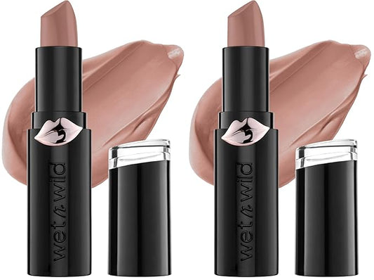wet n wild Mega Last Matte Lip Color,Semi Matte Hyaluronic Acid Infused,Long Lasting Full Coverage for a Nourishing Pout,Cruelty-Free & Vegan - Skin-ny Dipping,(Pack of 2)