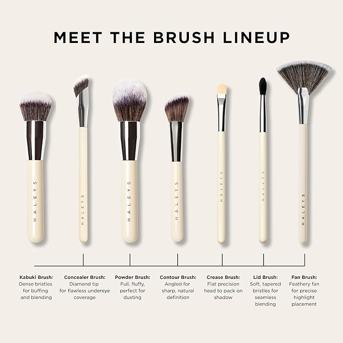 HALEYS Beauty Fan Makeup Brush for Applying, Blending and Diffusing Powder Foundation, Bronzer, Blush, Highlighter, Makeup Brushes Essential, Soft Bristles, Vegan & Cruelty Free