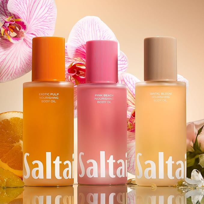 Saltair Body Oil - Luxurious Pink Beach After Shower and Bath Oil for Women and Men. Botanical, Non-Greasy, Well-Absorbing Moisturizer for Hydrating Dry Skin – 4oz Pump Bottle