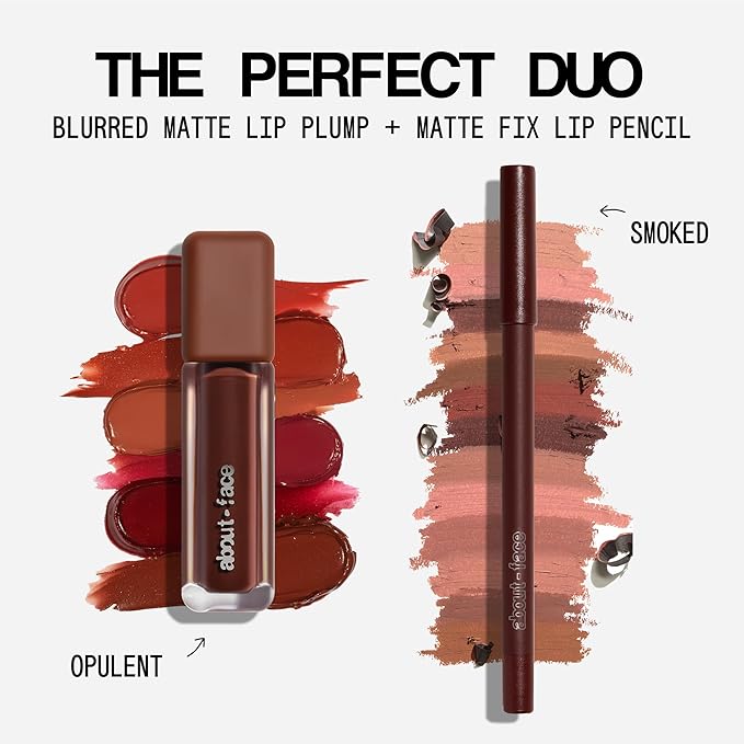 about-face Blur Matte Lip Plump – Soft-Matte Liquid Lipstick with Plumping Effect – Hydrating, Vegan, Cruelty-Free, Clean Beauty – 0.2 oz (Opulent - Rich Mahogany)