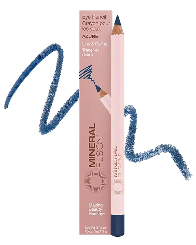 Mineral Fusion Eye Pencil (Navy Blue - Azure) - Eyeliner with Soothing Chamomile, Meadowfoam & Vitamin E - Smooth & Long Lasting, Hypoallergenic, Non-Irritating Eye Makeup