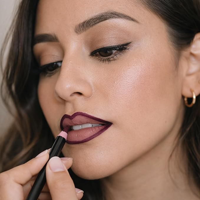 Mynena Dark Purple Creamy Matte Waterproof Lip Liner | Long Lasting Transfer-Proof | Sharpenable | Blendable Pencil for Defined Lips