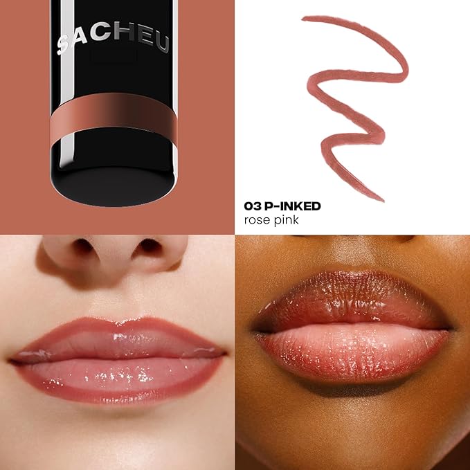 Sacheu Doll Face Bundle — High Pigment, Buildable, Long Lasting Luminous Glow in a Lightweight, Dewy Finish — Includes Lip Liner, Lip Elixir, & Cheek STAY-N