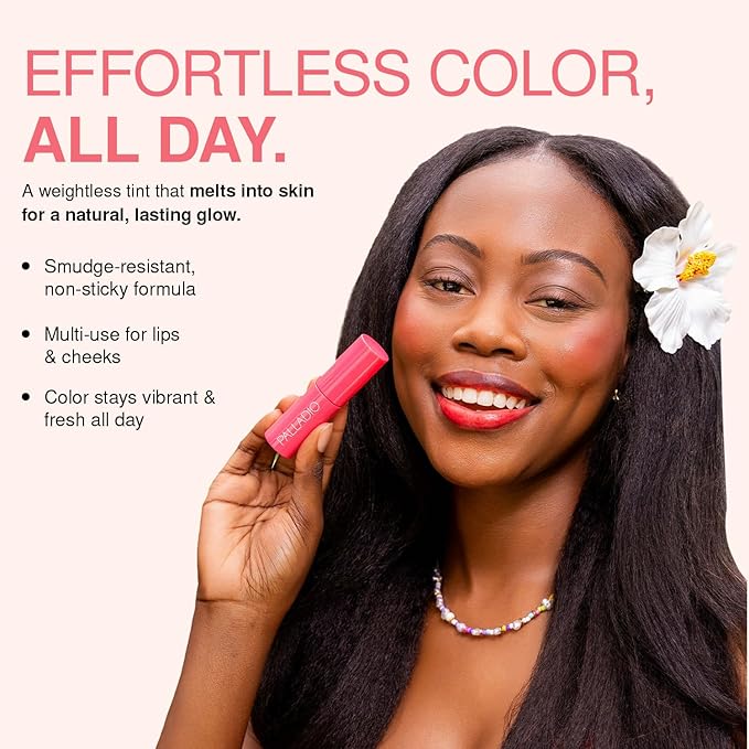Palladio Jelly Tint, Liquid Stain for Cheeks & Lips, Vivid Color Lip Stain, Lightweight Non-Sticky and Transfer-proof, Natural Finish Makeup, Mango Tango