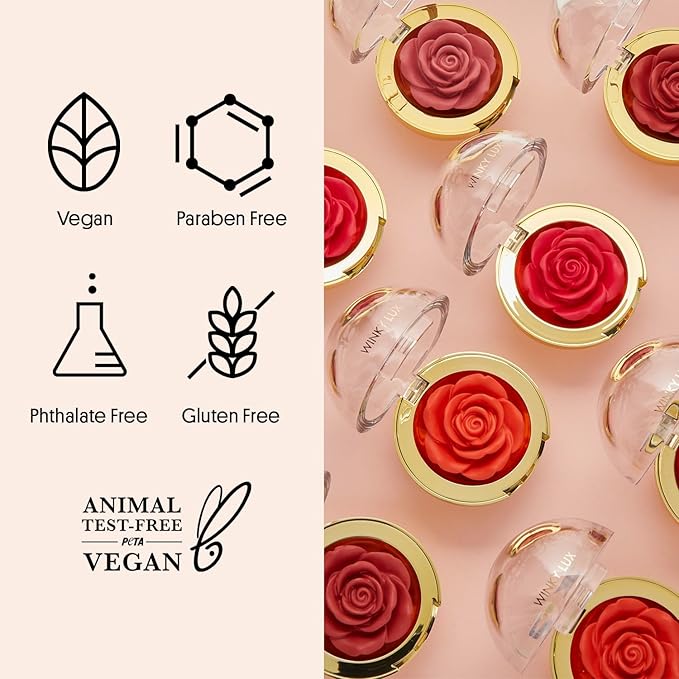 Winky Lux Cheeky Rose Cream Blush – High Pigment, Weightless Color for Cheeks, Effortlessly Blendable Makeup with Vitamin E, Peachy Coral, Brilliant