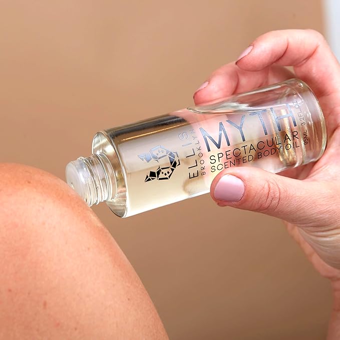 Ellis Brooklyn MYTH Scented Body Oil for Women with Bergamot, Jasmine & White Cedarwood, Vegan, Cruelty-Free, Sustainable Ingredients, Made in USA, 95ml/3.2 fl oz