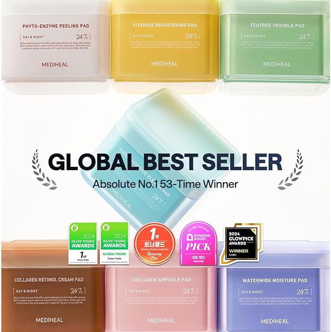 MEDIHEAL Toner Pads [Phyto Enzyme] - Exfoliating Peeling Pad with LHA & Papaya Enzyme - Pore Tightening & Sebum Control - Vegan Micro Embossed Non-Sensitive Pad (90 Count)