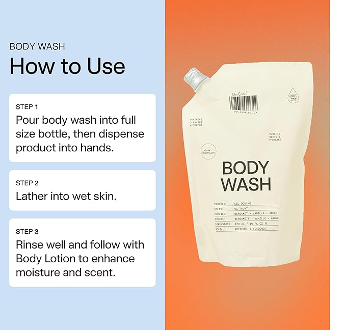 DedCool Body Wash Refill | 01 Taunt | Shea Butter & Snow Mushroom | Hydrating, Non-Toxic, Vegan | Bergamot, Dew, Cassis & Amber | 16 fl oz