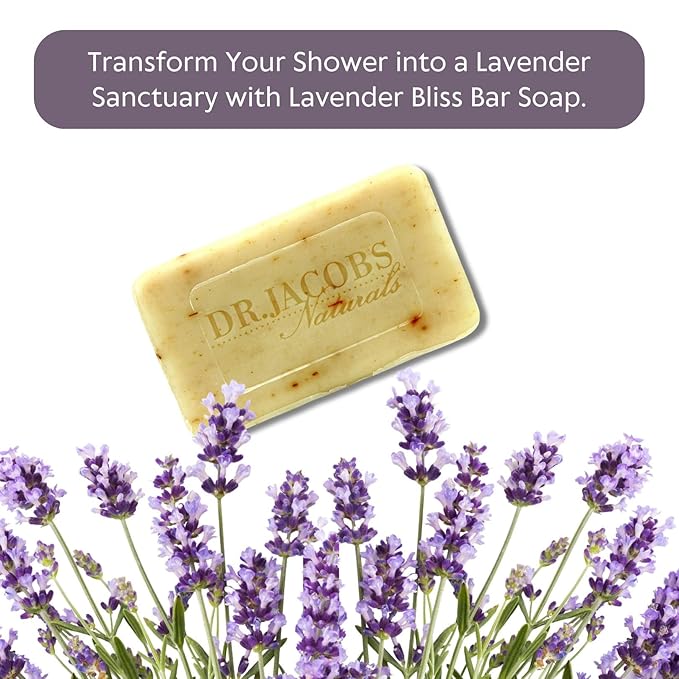 Dr Jacobs Naturals, Triple Milled Loofah Exfoliating Castile Bar Soap (Pack of 6) - Free of Parabens, Sulfates, Synthetics, Gltuen and GMO (Luscious Lavender)