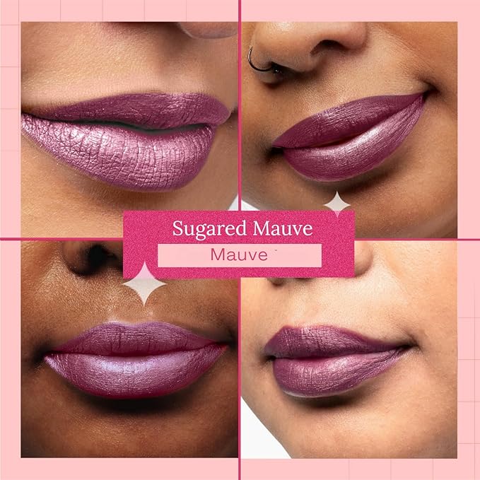 Aromi Sugared Mauve Metallic Liquid Lipstick, Purple Pink Lip Color with Shimmery Finish, Raspberry Mulberry Lipstick, Long-Lasting, Handmade (Sugared Mauve)