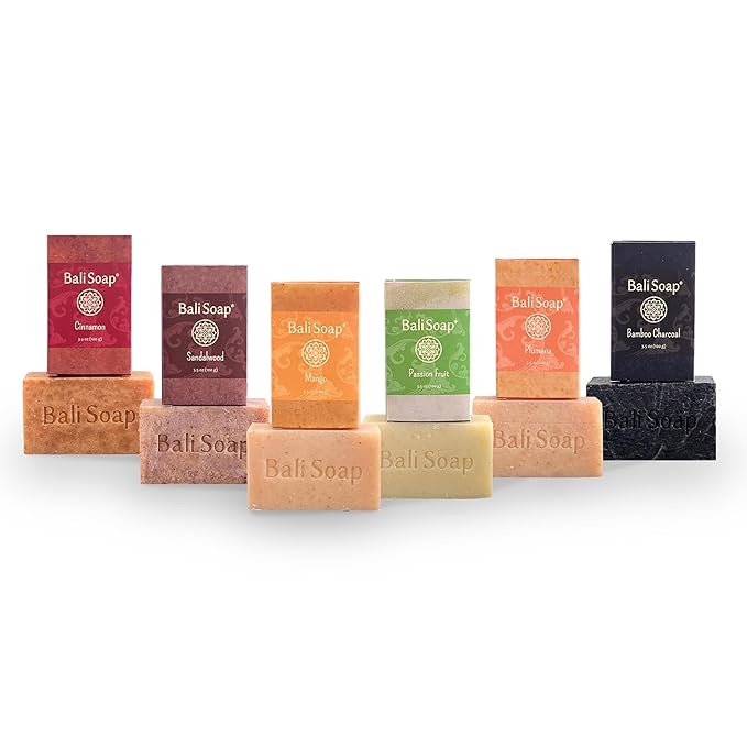 Bali Soap Tropical Paradise Collection 6-Pack Premium Handmade Soap Gift Set, Exotic Fruit & Floral Scents, Vegan Spa Experience for Women & Men, Moisturizing & Nourishing, All Skin Types