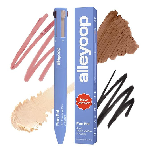 Alleyoop Pen Pal 4-in-1 Makeup Pen – Comes with Eyeliner, Lip Liner, Highlighter Makeup & Eyebrow Pencils for Women – Portable, Touch-Up On the Go – Cruelty-Free, Vegan (In A Rouge (Light)