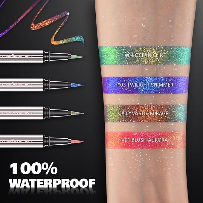 CHARMACY Liquid Eyeliner Waterproof, Intense Black Long Lasting Eyeliner Pen with Ultra Fine Tip, Smudge Proof, Smear Proof, Easy Apply for Winged Liner & Precise Lines, Beginner Friendly, 0.6ml