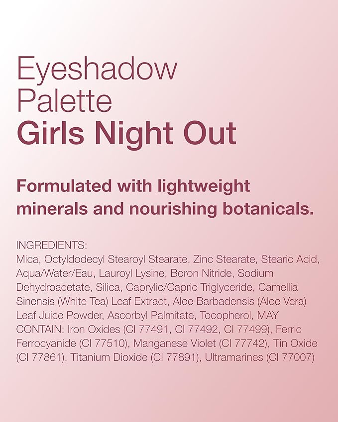 Mineral Fusion Eyeshadow Palette - Four Pressed Powder Shades in Matte, Glitter, and Shimmer Finishes - Natural, Lightweight Vegan Eye Makeup - (Girls Night Out)