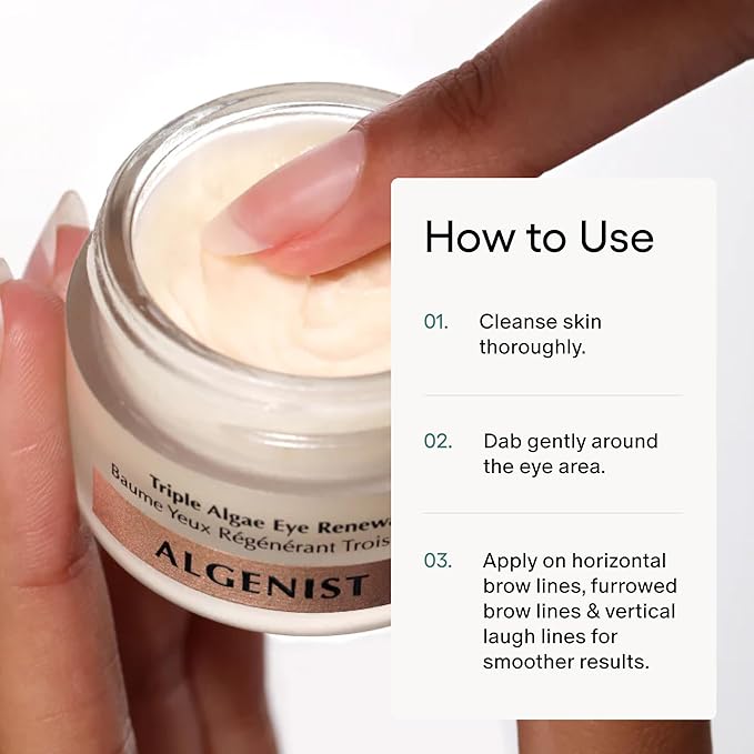 Algenist Triple Algae Eye Renewal Balm - Hydrating Vegan Eye Cream with Caffeine, Alguronic Acid & Peptides to Help Reduce Dark Circles, Puffiness, Fine Lines & Wrinkles - Travel Size (0.5 oz)