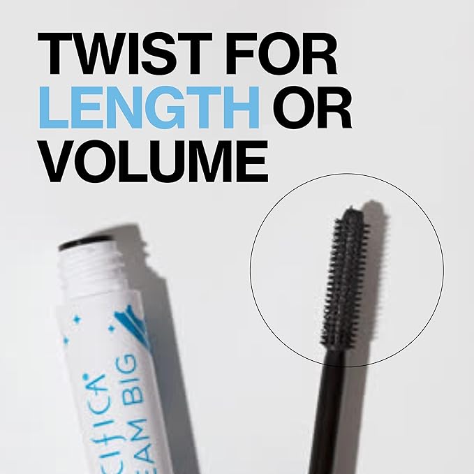 Pacifica Dream Big Mascara – Black Magic 7-in-1 Lash Extending Mascara, Twist-Adjust Brush for Length & Volume, Lash Serum Infused, Vegan Ophthalmologist tested