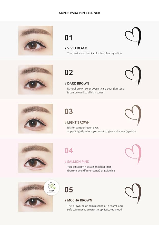 Merrymonde Multicolor Super Slim Long Lasting Eyeliner Vegan Easy Ultra-Fine Felt Tip Pen Liquid Korean K Beauty Waterproof Mechanical Eye Liner Makeup (Mocha Brown)