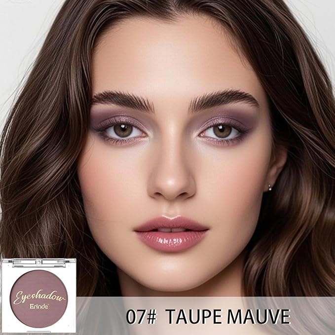 Erinde Mauve Taupe Plum Matte Eyeshadow Palette Makeup for Older Women, Plum Purple Neutral Single Eye Shadow Powder for Green Eyes, High Pigment Waterproof Eyeshadow Palette Sombra Para Ojos, 07