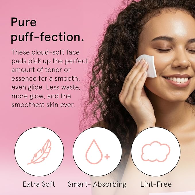 grace & stella Face Pads for Toner Essence, and DIY Mask (200 Count) - Soft, Lint-Free Makeup Remover Pads - Durable Facial Pad for Skincare - Vegan, Cruelty-Free