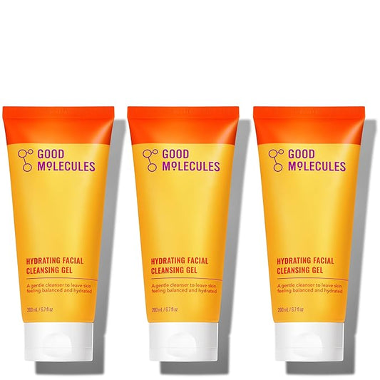 Good Molecules Hydrating Facial Cleansing Gel Pack 3 – 200 ml / 6.7 fl oz Each | Face Wash with Rosewater & Pineapple Extracts for Gentle Cleansing and Hydration