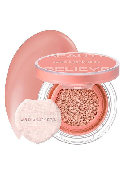 JUNG SAEM MOOL Artist Cushion Blush Blur | Matte & Soft Finish, Korean Liquid Blush for cheeks, Easy to Blend with Puff (Perky Coral)