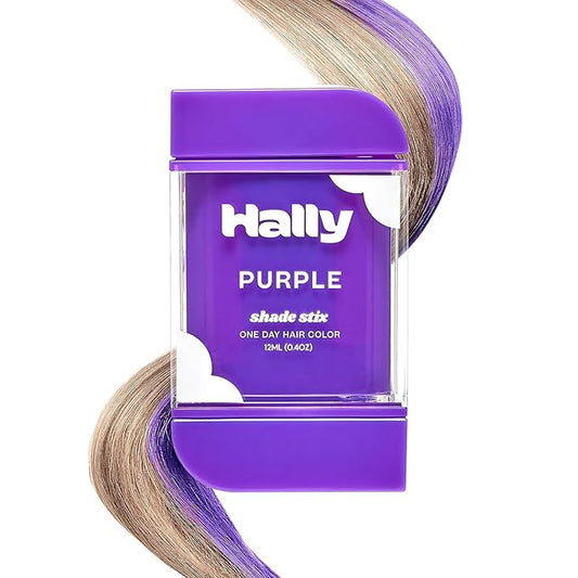 Hally Hair Temporary Hair Color, Shade Stix (Purple) - Hair Makeup Accessories for Kids, Teens & Adults - 12 ml Washable Hair Chalk & Dye for Festivals, Sporting Events & Parties