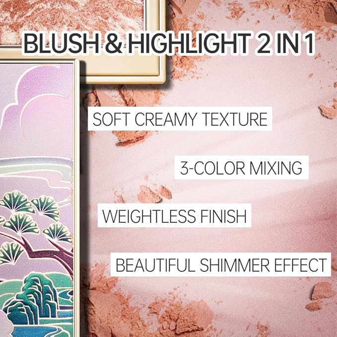 CATKIN Cheek Powder Blush Baked Pink Makeup Blusher Creamy Light Weight Long Lasting Natural flush Finish10g (C09 Midnight)