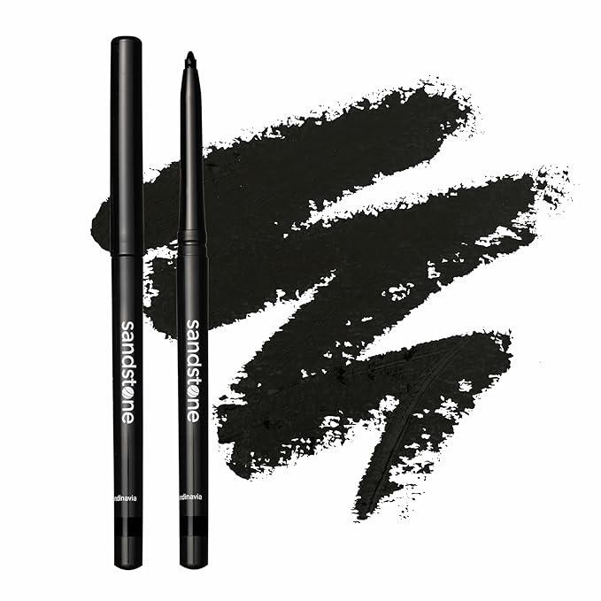 Sandstone Scandinavia Waterproof Eyeliner Pencil – Hypoallergenic & Vegan – Smudge-Proof Gel Formula – For Sensitive Eyes – Black