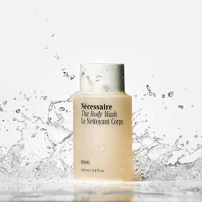 Nécessaire The Body Wash Hinoki - Natural Body Wash for Women & Men, Softening Shower Gel with Gentle Exfoliating Acids AHA/BHA/PHA. Gel Cleanse, 3.4 fl oz.
